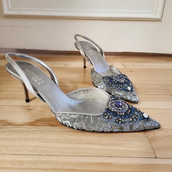 Bagdley Mischka - Embellished Lace Pumps - Picture 2 of 6